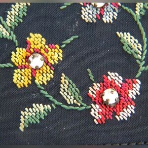 Vintage Embroidered and Jeweled Mirror (?) Case, W Germany